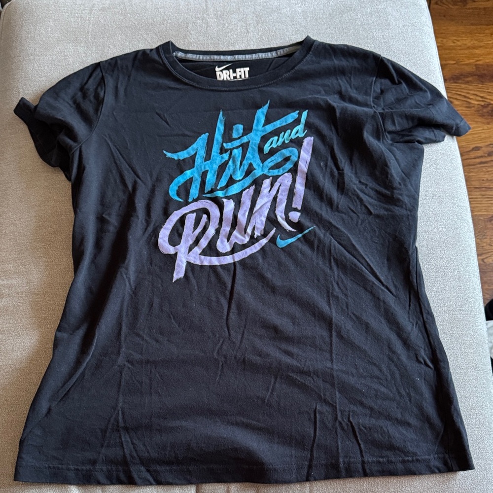 Nike Black Tee with Blue and Purple Graphic